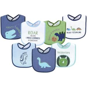 imageHudson Baby Unisex Baby Cotton Terry Drooler Bibs with Fiber Filling Girl Fox One SizeBoy Dino