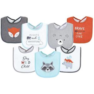 imageHudson Baby Unisex Baby Cotton Terry Drooler Bibs with Fiber Filling Girl Fox One SizeBoy Gray Woodland