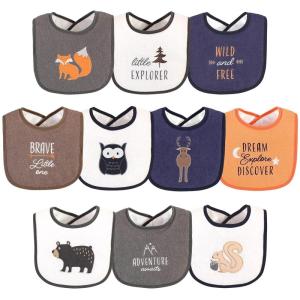 imageHudson Baby Unisex Baby Cotton Terry Drooler Bibs with Fiber Filling Girl Fox One SizeBoy Woodland