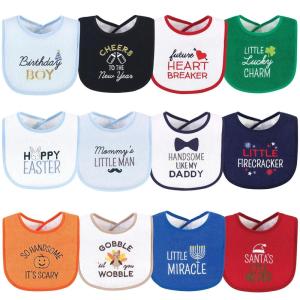 imageHudson Baby Unisex Baby Cotton Terry Drooler Bibs with Fiber Filling Girl Fox One SizeCute Boy Holiday Sayings