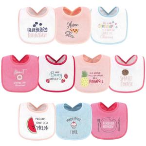 imageHudson Baby Unisex Baby Cotton Terry Drooler Bibs with Fiber Filling Girl Fox One SizeFood Girl