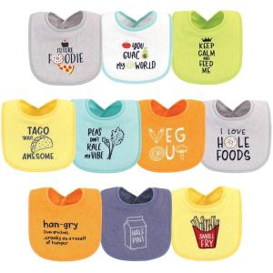 imageHudson Baby Unisex Baby Cotton Terry Drooler Bibs with Fiber Filling Girl Fox One SizeFood Neutral