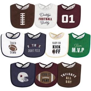 imageHudson Baby Unisex Baby Cotton Terry Drooler Bibs with Fiber Filling Girl Fox One SizeFootball