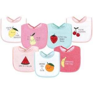 imageHudson Baby Unisex Baby Cotton Terry Drooler Bibs with Fiber Filling Girl Fox One SizeFruits