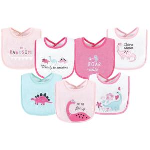 imageHudson Baby Unisex Baby Cotton Terry Drooler Bibs with Fiber Filling Girl Fox One SizeGirl Dino