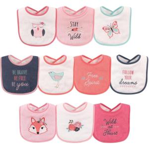 imageHudson Baby Unisex Baby Cotton Terry Drooler Bibs with Fiber Filling Girl Fox One SizeGirl Fox