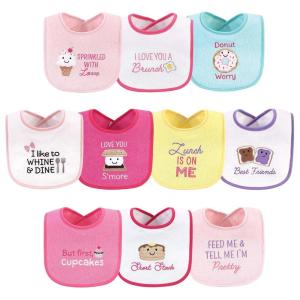 imageHudson Baby Unisex Baby Cotton Terry Drooler Bibs with Fiber Filling Girl Fox One SizeGirl Ice Cream