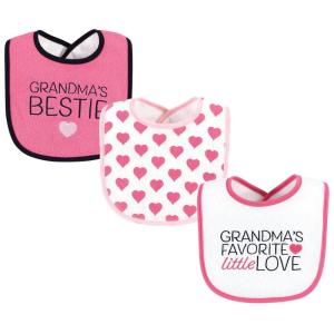 imageHudson Baby Unisex Baby Cotton Terry Drooler Bibs with Fiber Filling Girl Fox One SizeGrandmas Favorite Heart