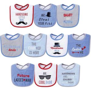 imageHudson Baby Unisex Baby Cotton Terry Drooler Bibs with Fiber Filling Girl Fox One SizeHandsome Eyes