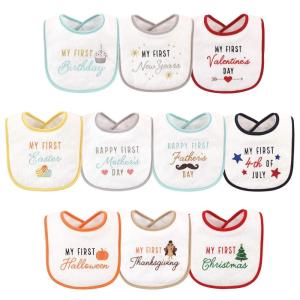 imageHudson Baby Unisex Baby Cotton Terry Drooler Bibs with Fiber Filling Girl Fox One SizeHoliday Birthday