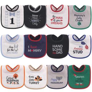 imageHudson Baby Unisex Baby Cotton Terry Drooler Bibs with Fiber Filling Girl Fox One SizeHoliday Boy Bow Tie