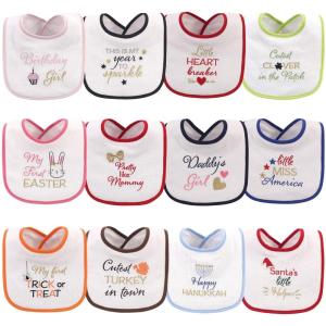 imageHudson Baby Unisex Baby Cotton Terry Drooler Bibs with Fiber Filling Girl Fox One SizeHoliday Girl Sparkle