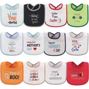 imageHudson Baby Unisex Baby Cotton Terry Drooler Bibs with Fiber Filling Girl Fox One SizeHoliday Unisex