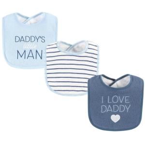 imageHudson Baby Unisex Baby Cotton Terry Drooler Bibs with Fiber Filling Girl Fox One SizeI Love Daddy Coronet Blue