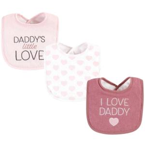 imageHudson Baby Unisex Baby Cotton Terry Drooler Bibs with Fiber Filling Girl Fox One SizeI Love Daddy Wild Rose