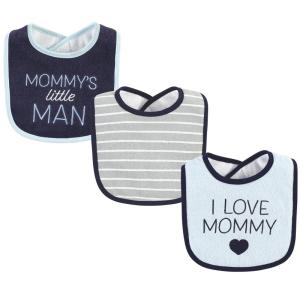 imageHudson Baby Unisex Baby Cotton Terry Drooler Bibs with Fiber Filling Girl Fox One SizeI Love Mommy Lt Blue