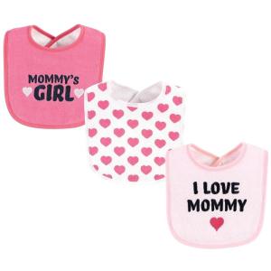 imageHudson Baby Unisex Baby Cotton Terry Drooler Bibs with Fiber Filling Girl Fox One SizeI Love Mommy Lt Pink