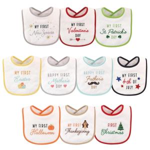 imageHudson Baby Unisex Baby Cotton Terry Drooler Bibs with Fiber Filling Girl Fox One SizeNeutral Holiday