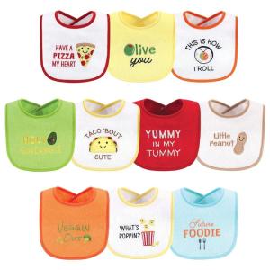 imageHudson Baby Unisex Baby Cotton Terry Drooler Bibs with Fiber Filling Girl Fox One SizeNeutral Pizza