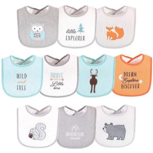 imageHudson Baby Unisex Baby Cotton Terry Drooler Bibs with Fiber Filling Girl Fox One SizeNeutral Woodland