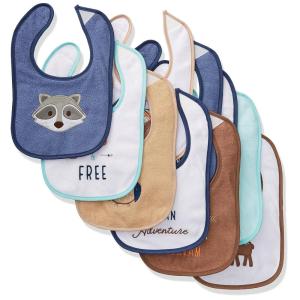 imageHudson Baby Unisex Baby Cotton Terry Drooler Bibs with Fiber Filling Girl Fox One SizeRaccoon