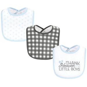 imageHudson Baby Unisex Baby Cotton Terry Drooler Bibs with Fiber Filling Girl Fox One SizeThank Heaven Blue Stars