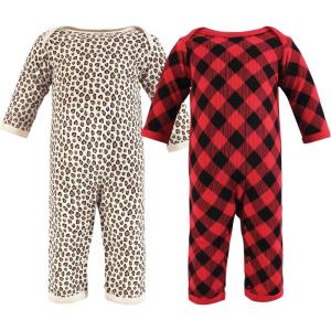 imageHudson Baby Unisex Baby Thermal Coveralls 2pkBuffalo Plaid Leopard