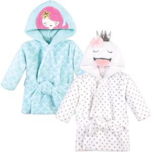 imageHudson Baby unisexbaby 2pc Plush Animal Face BathrobeMermaid Swan
