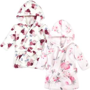 imageHudson Baby unisexbaby 2pc Plush Animal Face BathrobePink Floral Floral
