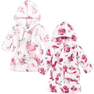 imageHudson Baby unisexbaby 2pc Plush Animal Face BathrobePink Floral Rose