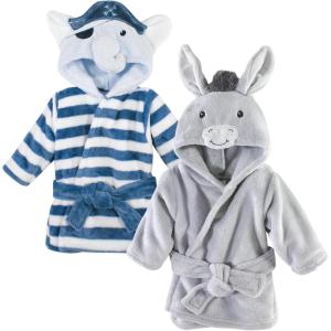 imageHudson Baby unisexbaby 2pc Plush Animal Face BathrobePirate Elephant Donkey