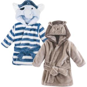 imageHudson Baby unisexbaby 2pc Plush Animal Face BathrobePirate Elephant Hedgehog
