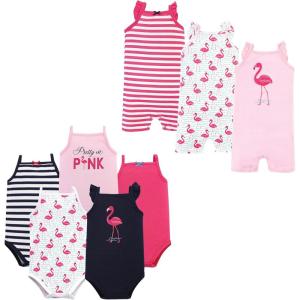 imageHudson Baby unisexbaby Cotton Bodysuits and Rompers 8pieceBright Flamingo