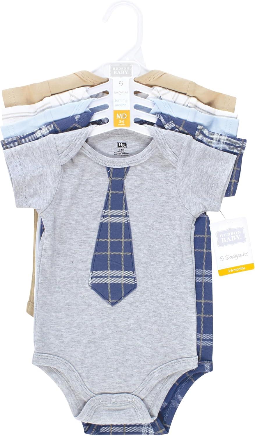 imageHudson Baby Baby Boys Cotton Bodysuits 5packPlaid Necktie