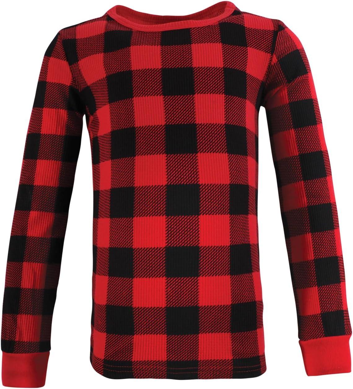 imageHudson Baby Girls Unisex Baby Thermal Long Underwear 2pc Set Heather Gray 8 YearsBuffalo Plaid