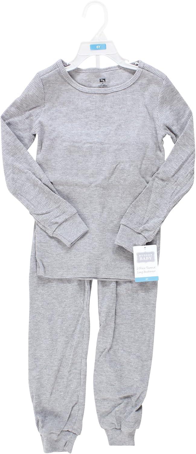 imageHudson Baby Girls Unisex Baby Thermal Long Underwear 2pc Set Heather Gray 8 YearsHeather Gray