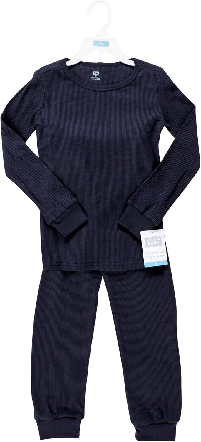 imageHudson Baby Girls Unisex Baby Thermal Long Underwear 2pc Set Heather Gray 8 YearsNavy