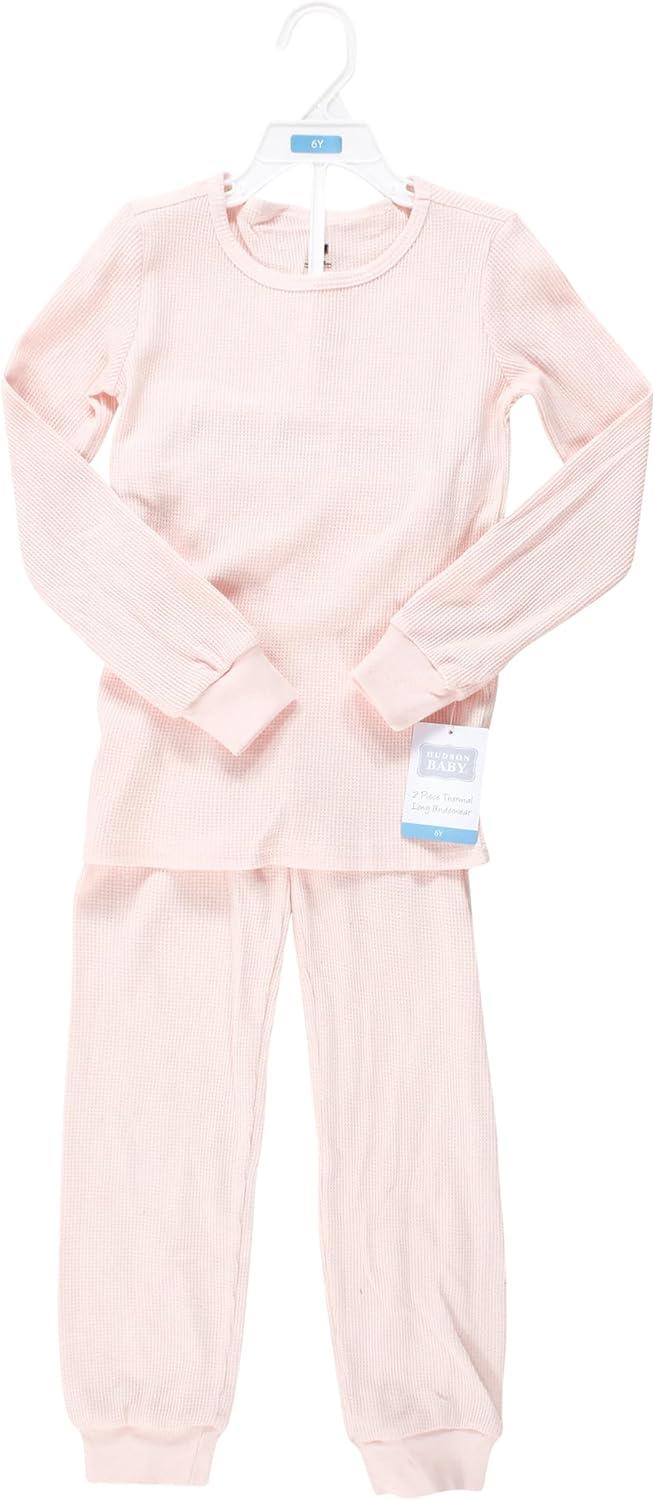 imageHudson Baby Girls Unisex Baby Thermal Long Underwear 2pc Set Heather Gray 8 YearsSoft Pink