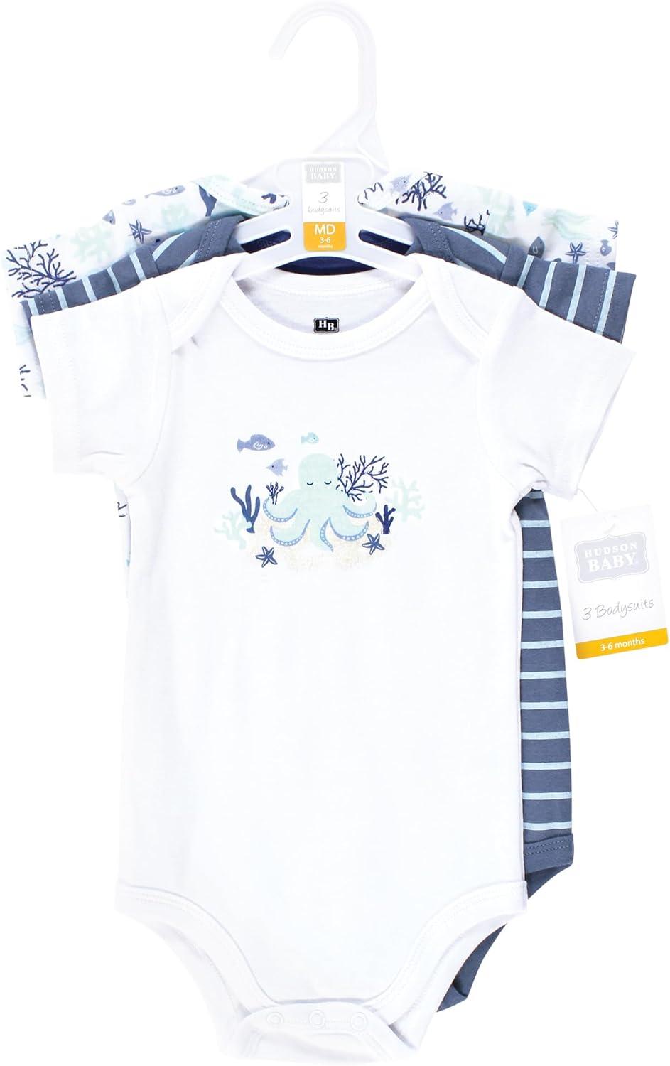 imageHudson Baby Infant Boy Cotton Bodysuits Mint Octopus 03 Months