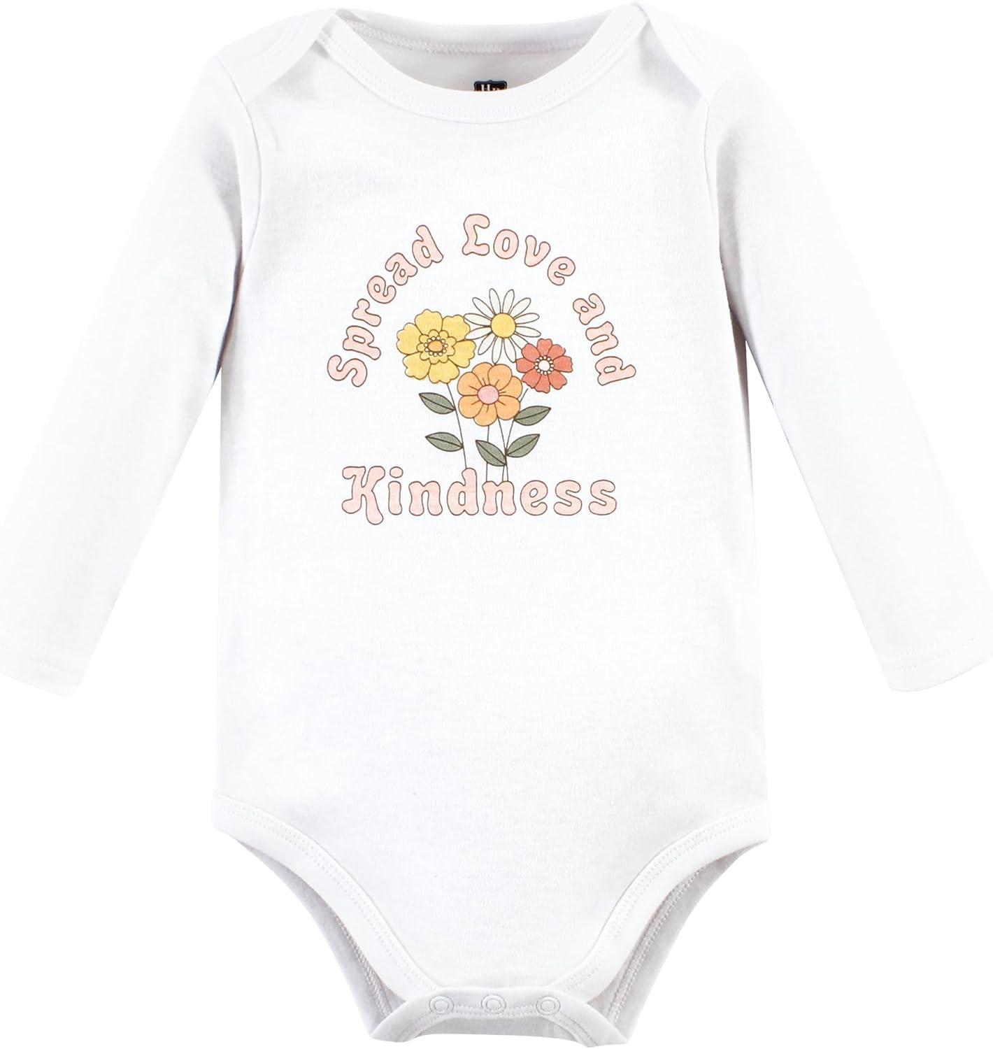 imageHudson Baby Unisex Baby Cotton Bodysuit Pant and Shoe Set Peace Love Flowers 36 Months