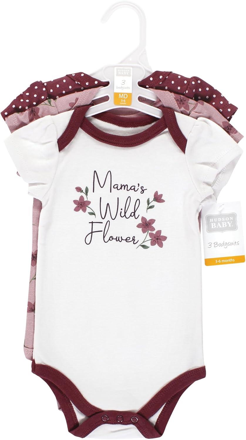 imageHudson Baby Unisex Baby Cotton Bodysuits Plum Wildflower 1824 Months