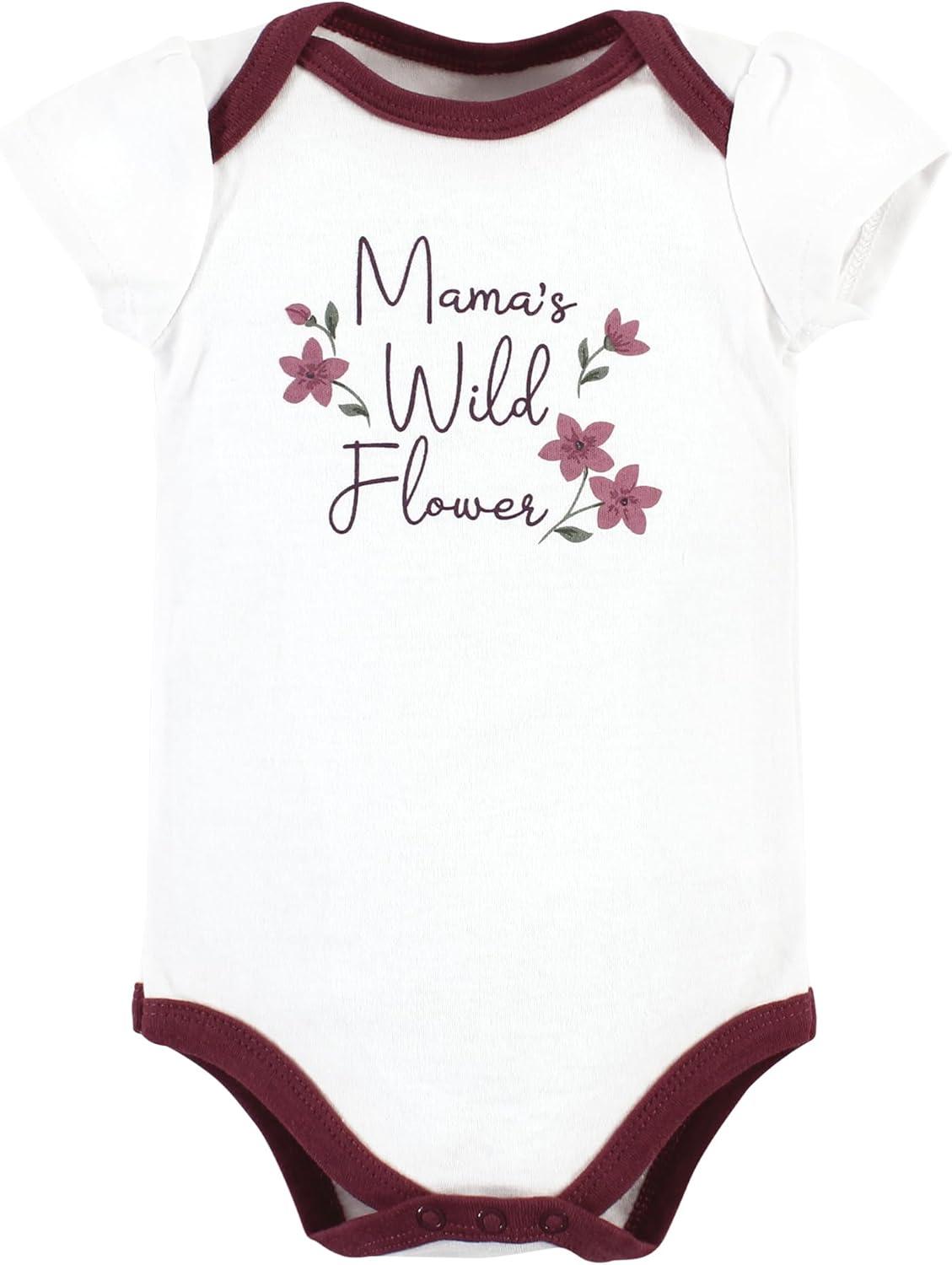imageHudson Baby Unisex Baby Cotton Bodysuits Plum Wildflower 1824 Months