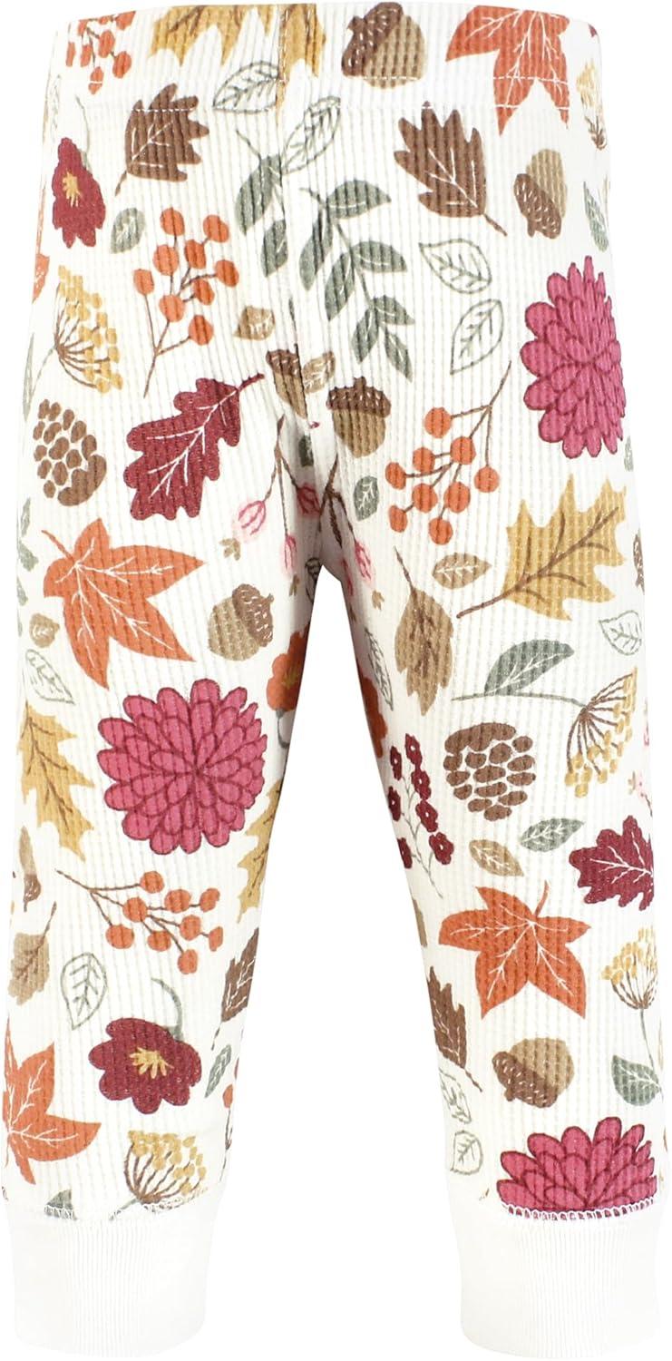 imageHudson Baby Unisex Baby Thermal Tapered Ankle Pants 4pk Acorn BotanicalAcorn Botanical