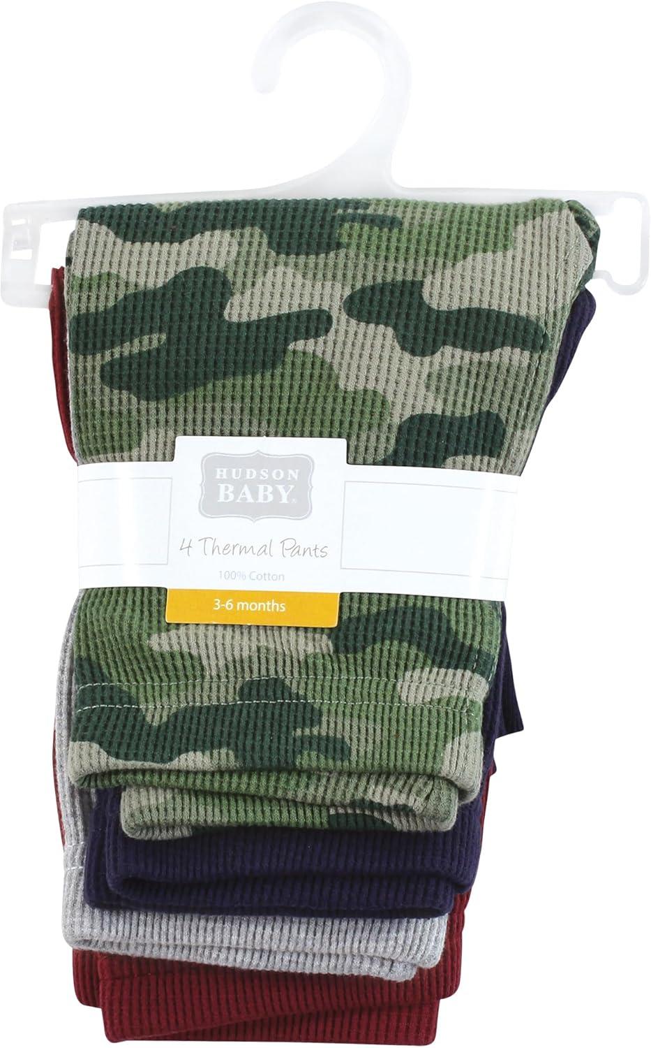 imageHudson Baby Unisex Baby Thermal Tapered Ankle Pants 4pk Acorn BotanicalBasic Camo