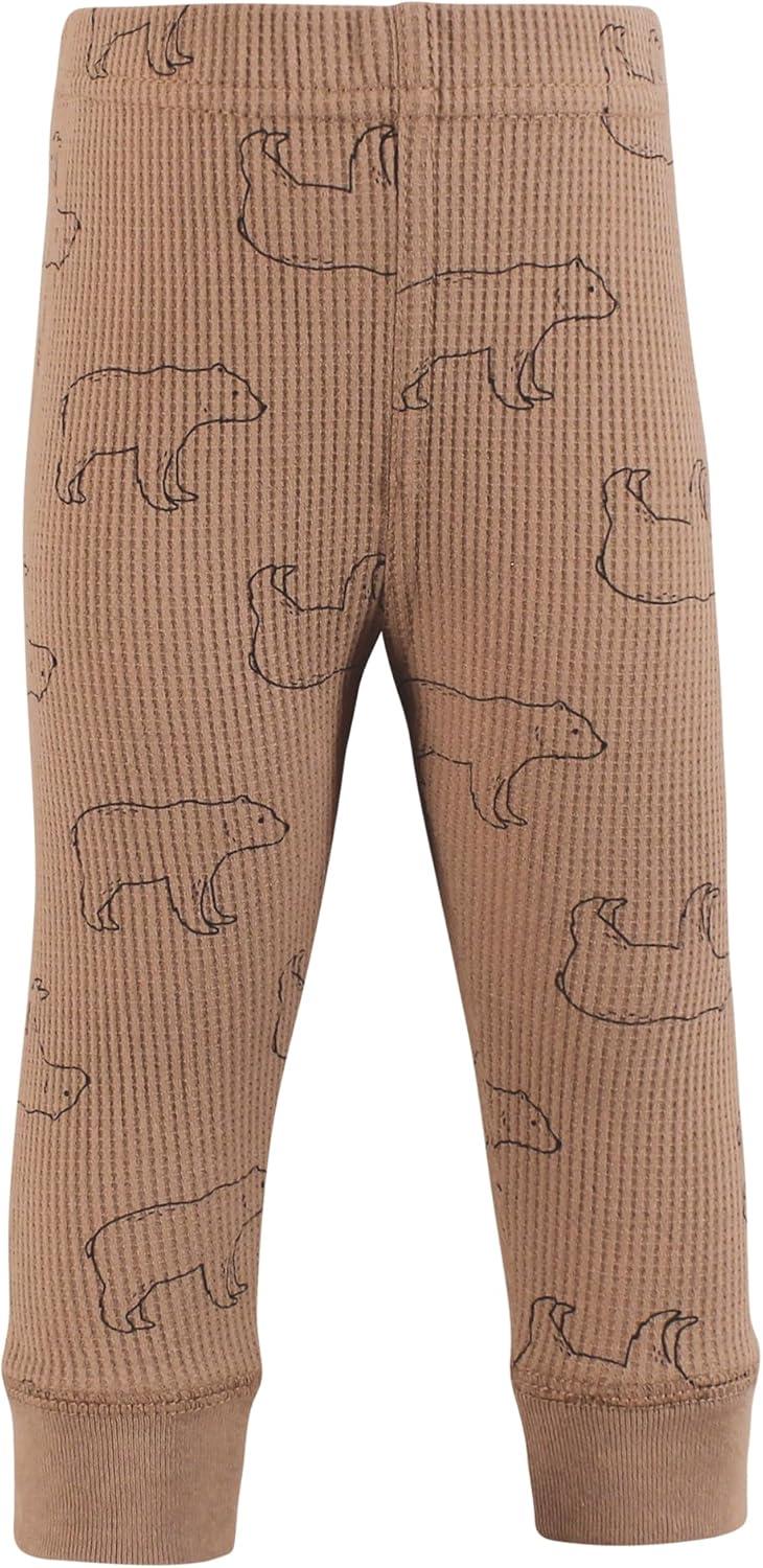 imageHudson Baby Unisex Baby Thermal Tapered Ankle Pants 4pk Acorn BotanicalBear Tree