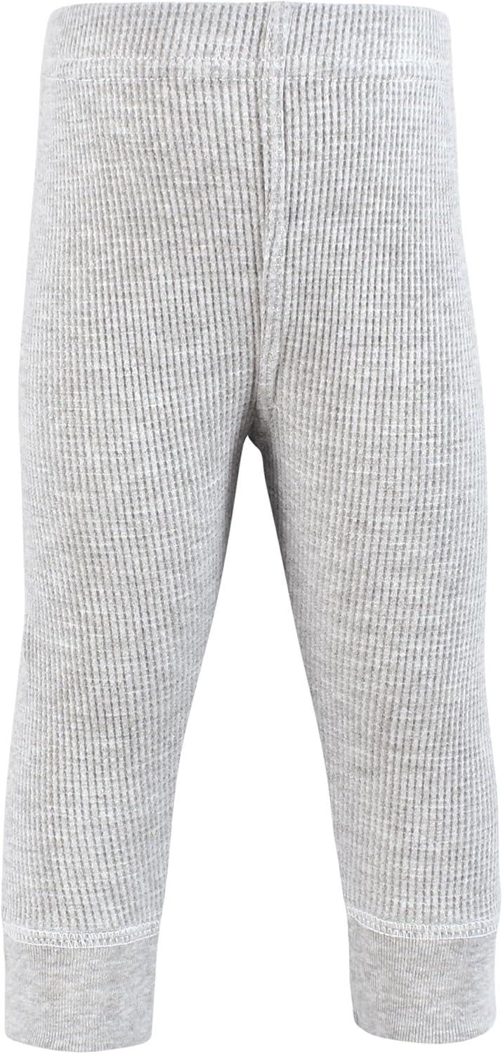 imageHudson Baby Unisex Baby Thermal Tapered Ankle Pants 4pk Acorn BotanicalBuffalo Plaid Leopard