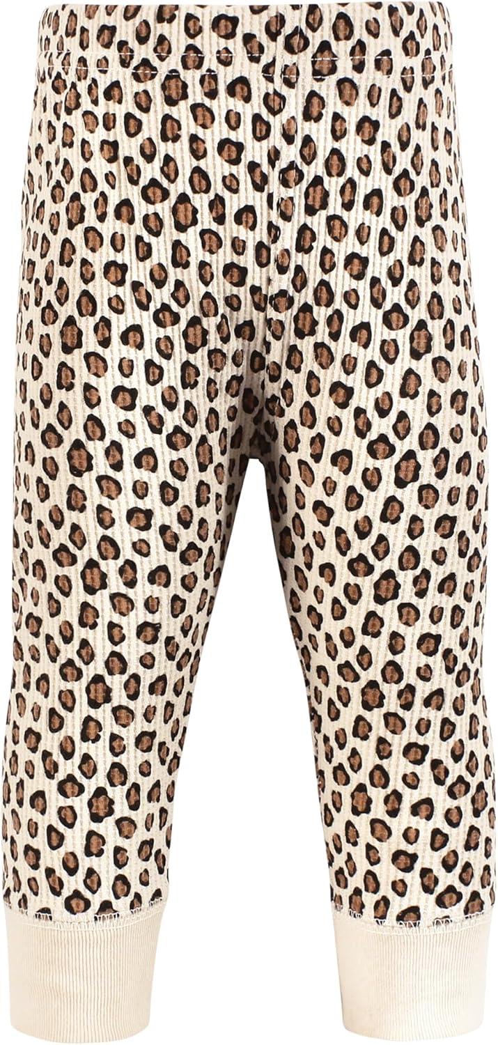 imageHudson Baby Unisex Baby Thermal Tapered Ankle Pants 4pk Acorn BotanicalBuffalo Plaid Leopard