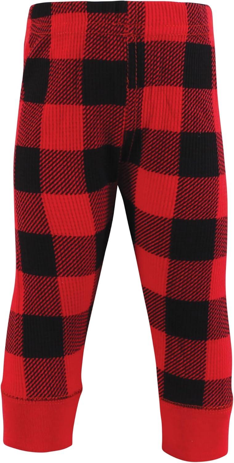 imageHudson Baby Unisex Baby Thermal Tapered Ankle Pants 4pk Acorn BotanicalBuffalo Plaid Moose
