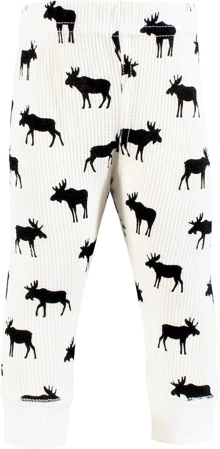 imageHudson Baby Unisex Baby Thermal Tapered Ankle Pants 4pk Acorn BotanicalBuffalo Plaid Moose