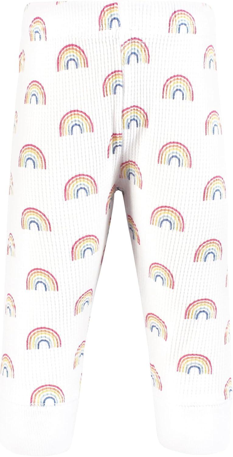 imageHudson Baby Unisex Baby Thermal Tapered Ankle Pants 4pk Acorn BotanicalCreative Rainbows